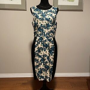 Barneys New York silk cocktail dress in black/floral, size L